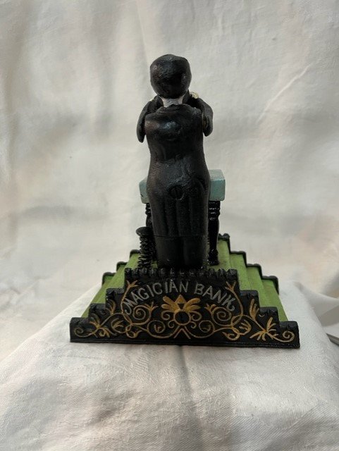 Vintage Cast Iron Magician Bank — 1889 Salvage Co
